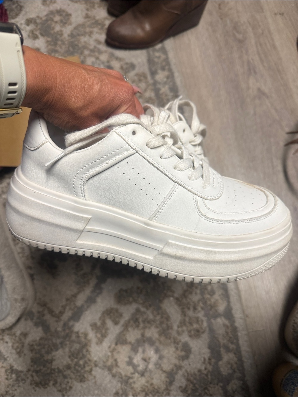 Steve Madden White Platform Lace-Up Sneakers